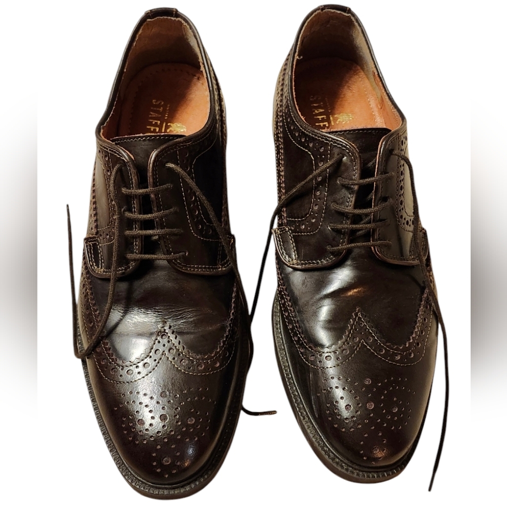 Stafford Executive Busine Brown Shoe Leather Upper and Sock Oxford Derby Size 10